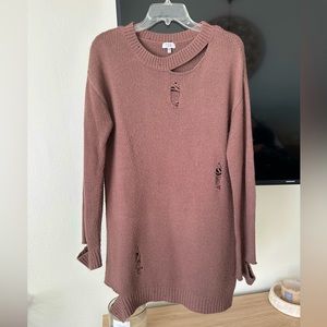 Rust/Mauve Distressed Sweater Dress